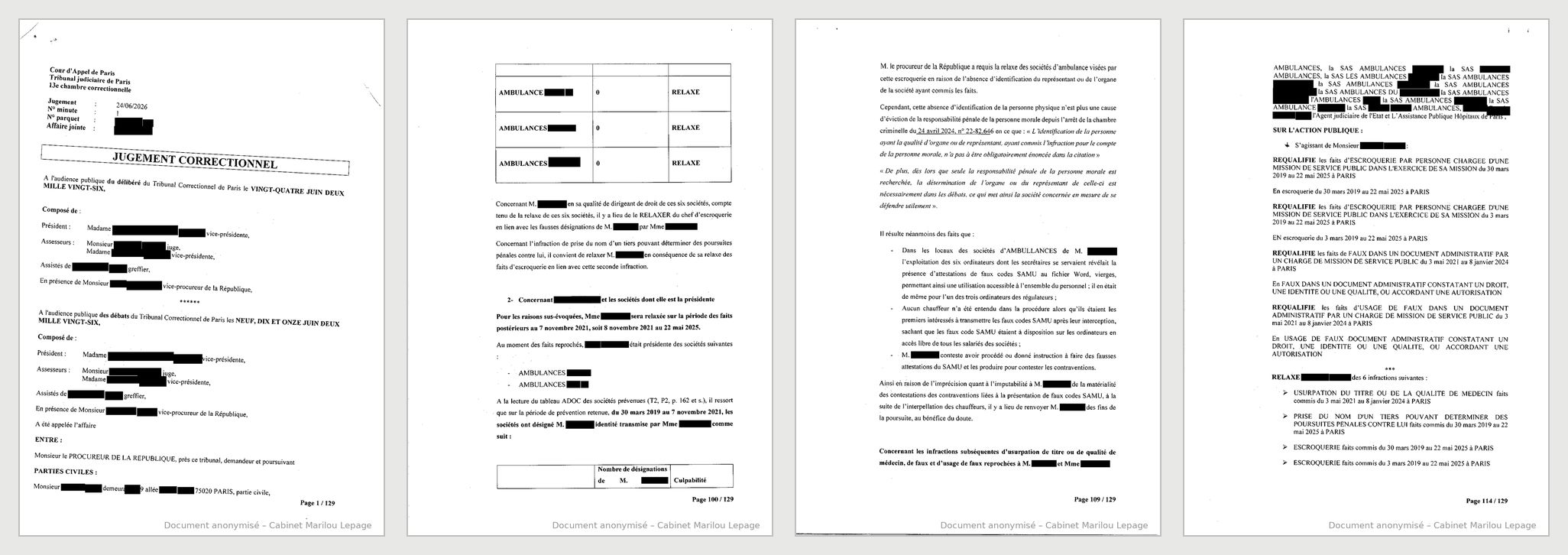 Jugement anonymisé - extrait, tribunal correctionnel de Paris, 24 juin 2026