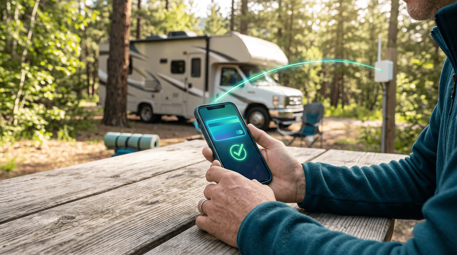 Campers can pay by card on the login page or buy a WiFi package before arrival.