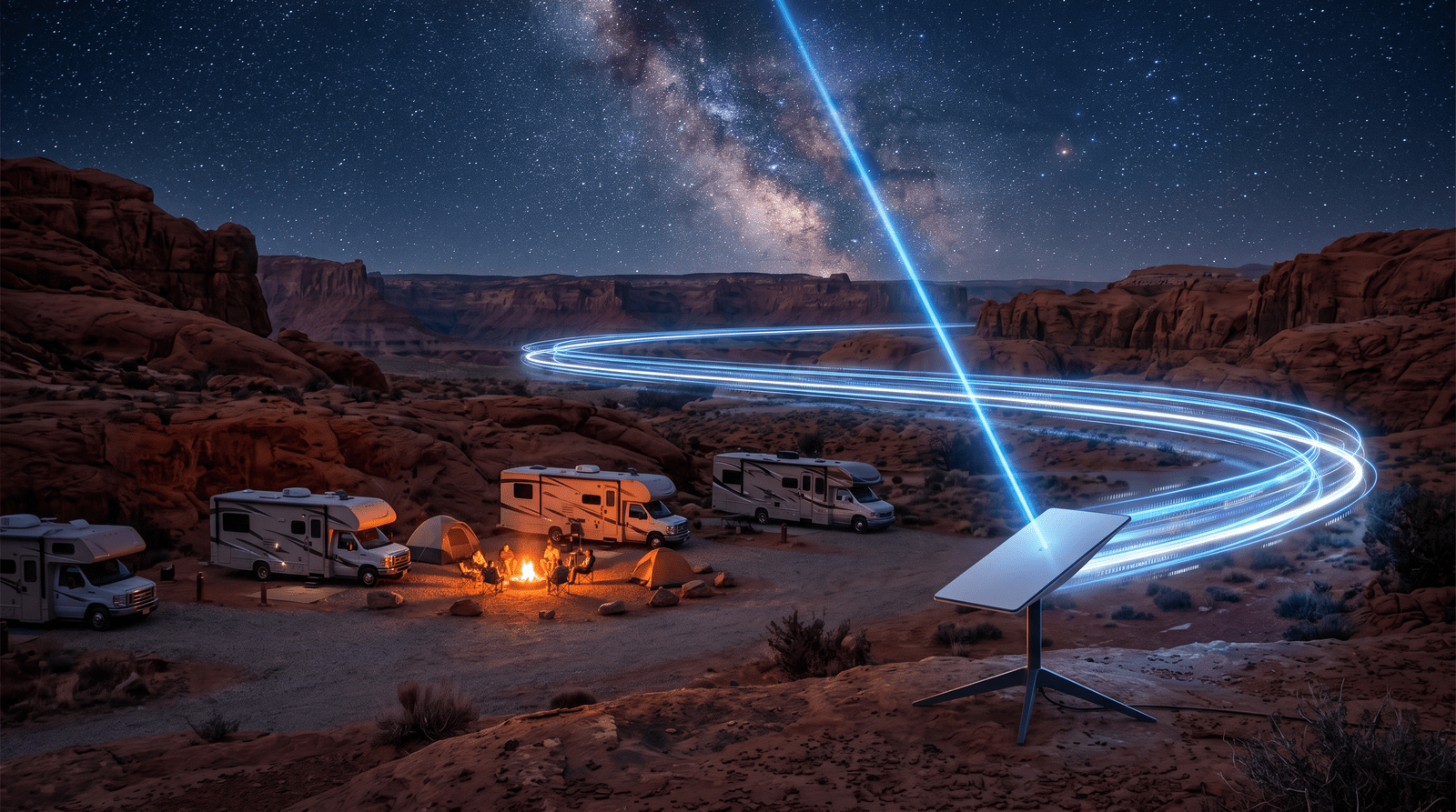 Satellite backhaul brings campground WiFi to remote parks, with a reverse tunnel replacing a static IP.