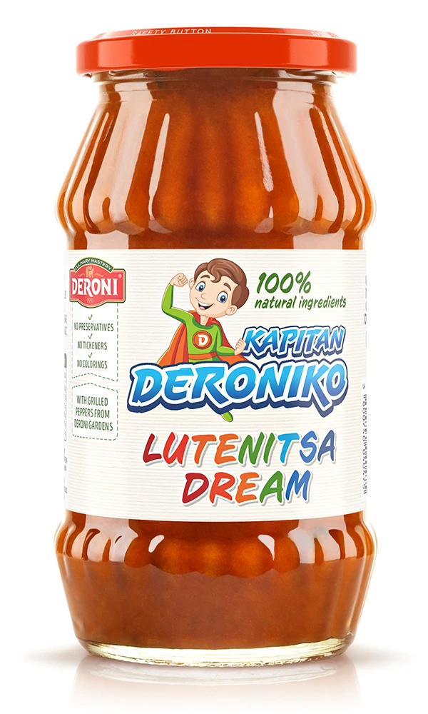 Deroni Classic Garlic Sauce with a red cap and food serving suggestions on the label.