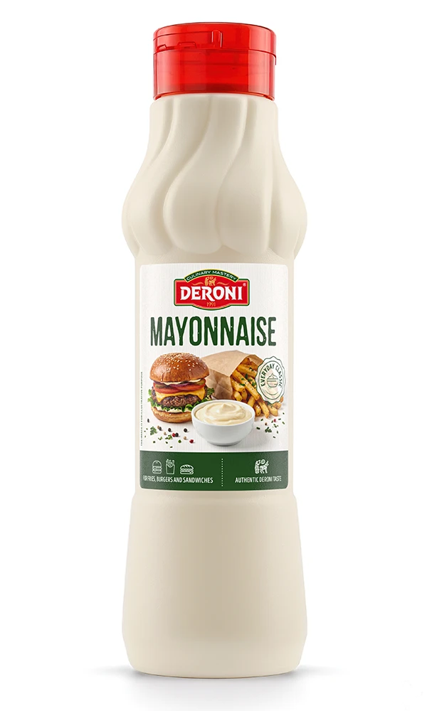 Deroni Smoky BBQ sauce with vegetables and olive oil.