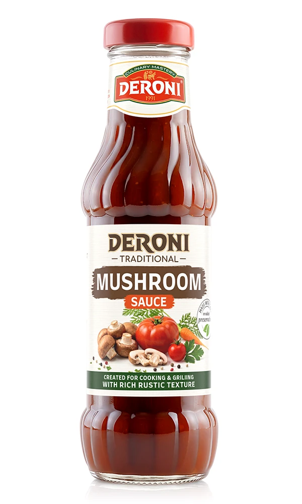 Deroni Classic Burger Sauce with a red cap and burger image on label.