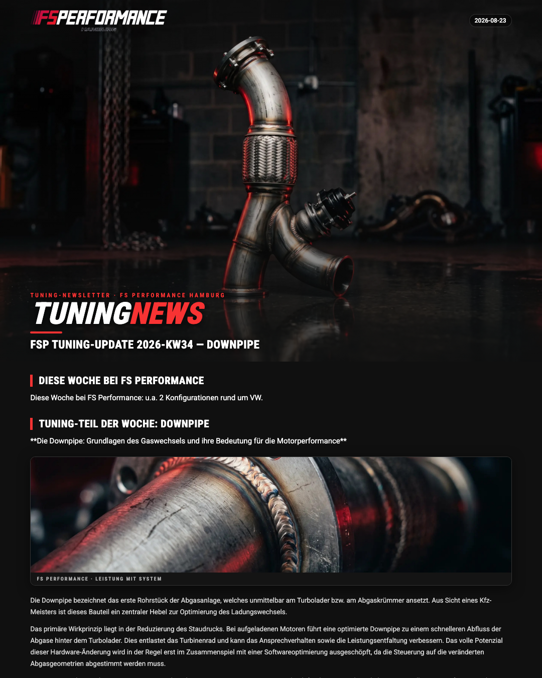 FSP Tuning-Update 2026-KW34 — Downpipe