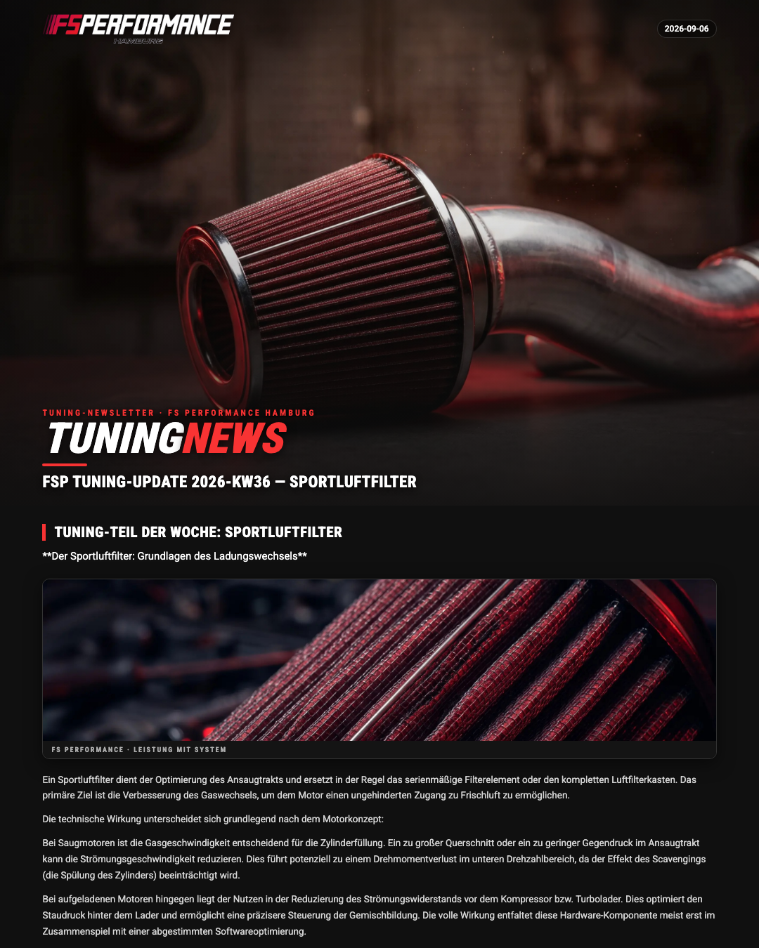 FSP Tuning-Update 2026-KW36 — Sportluftfilter