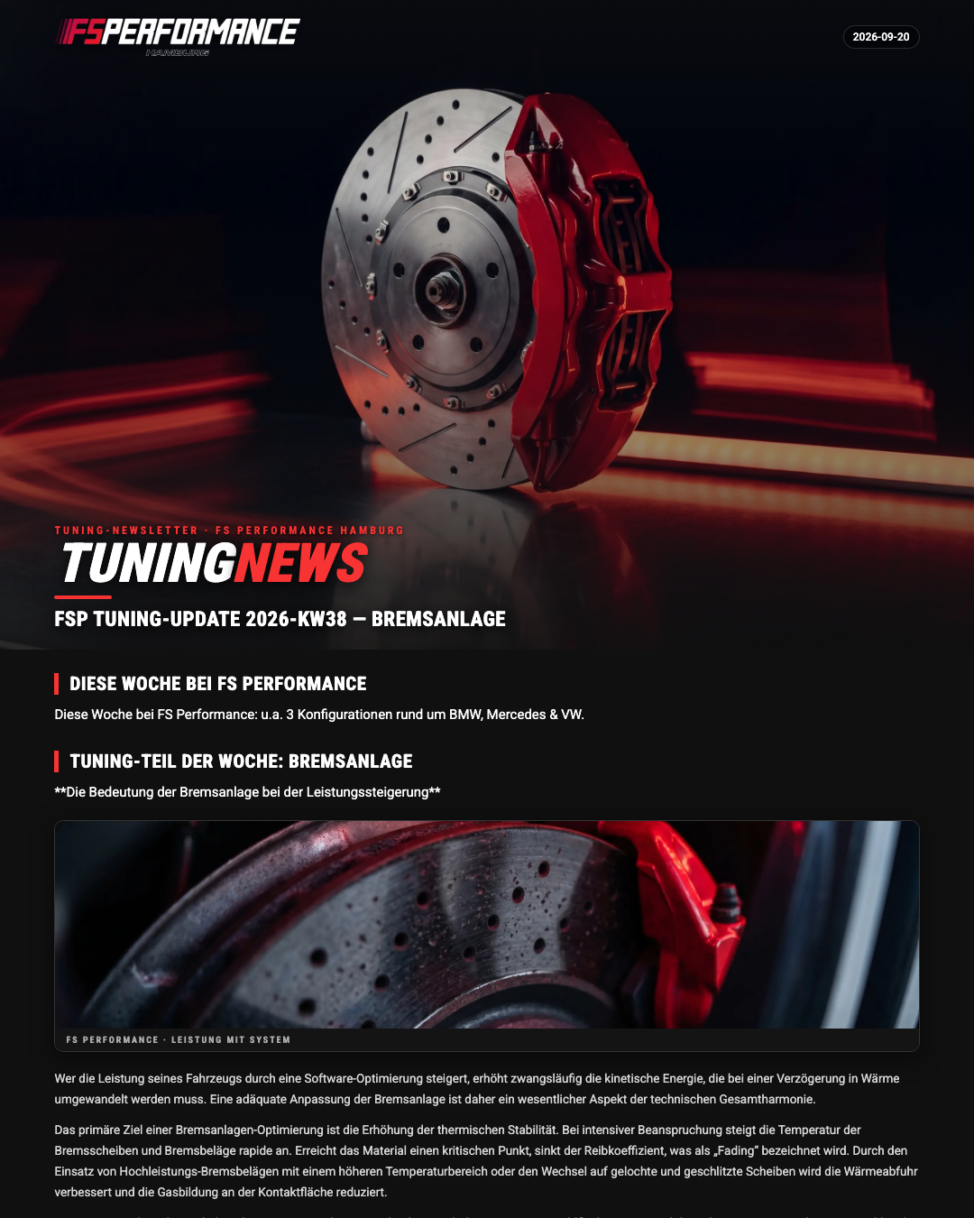 FSP Tuning-Update 2026-KW38 — Bremsanlage