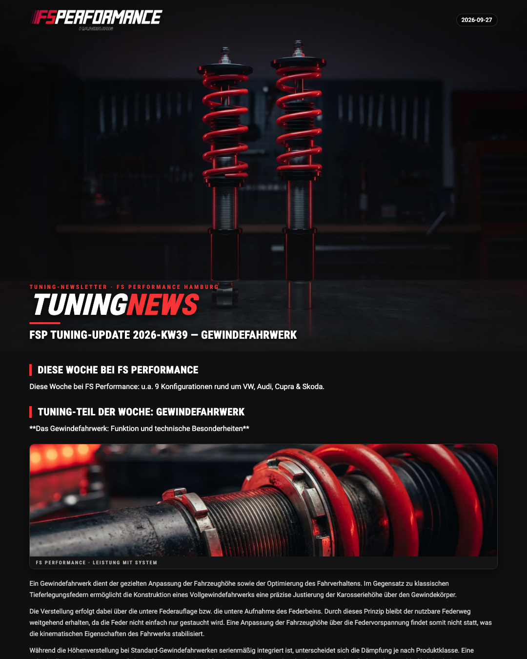 FSP Tuning-Update 2026-KW39 — Gewindefahrwerk