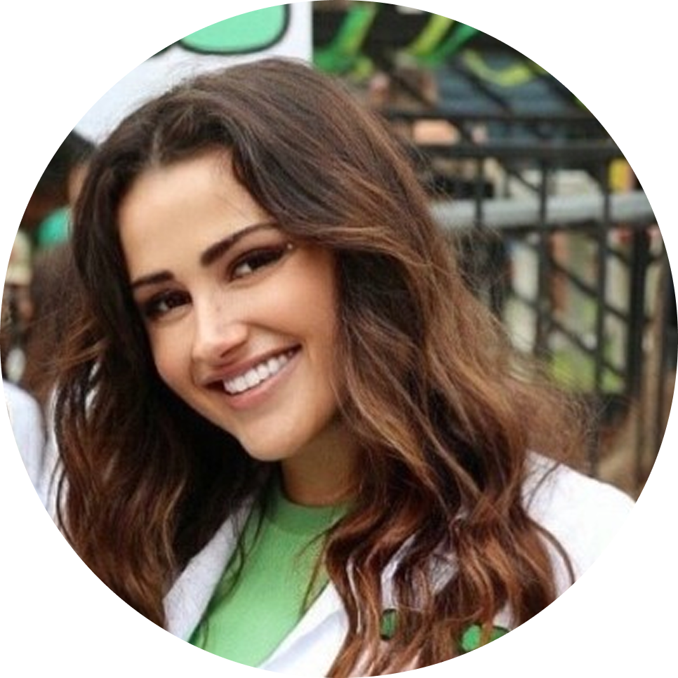 Headshot of SolaWave model using skincare product on their face
