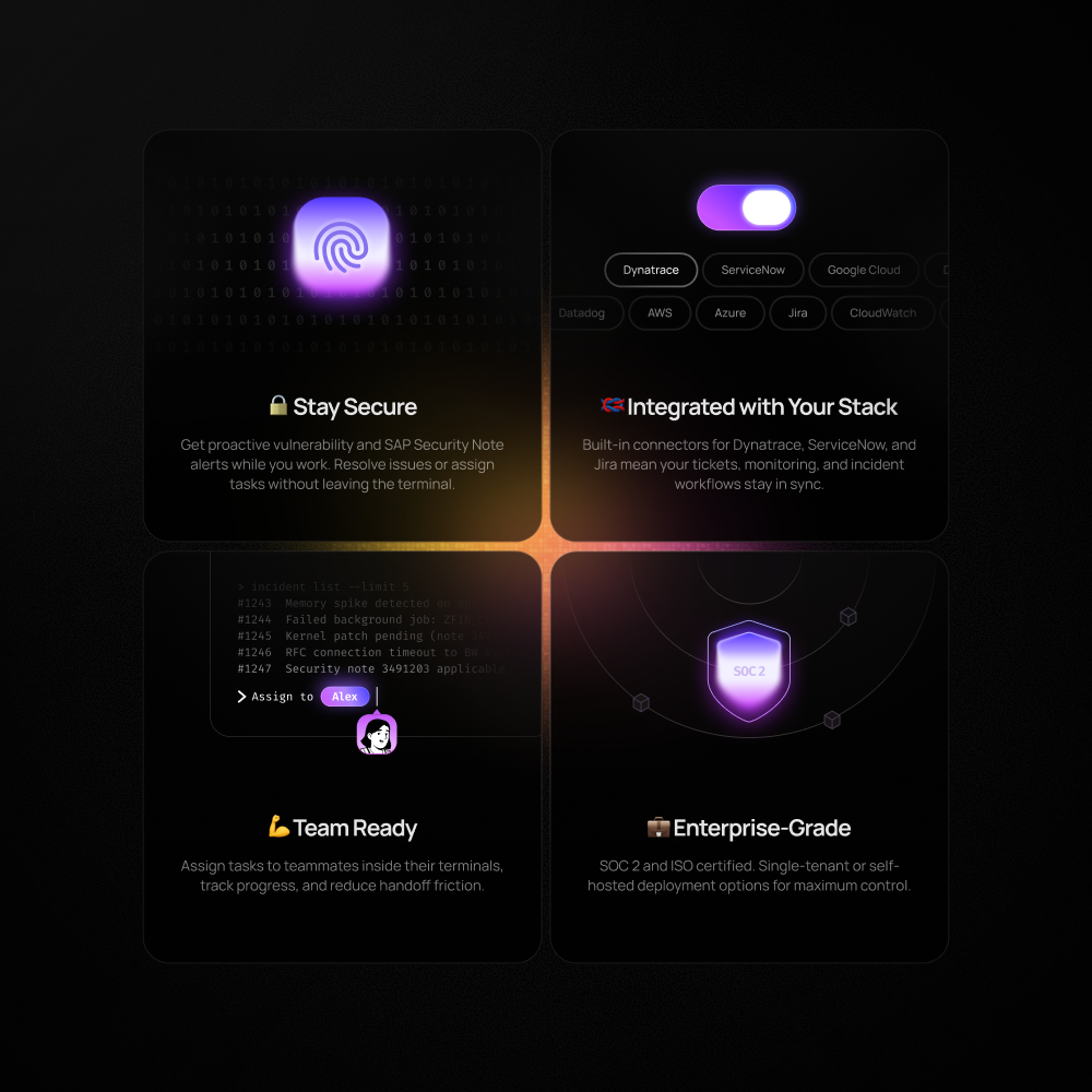 Dark theme features section for AI terminal SaaS app designed by Mohammad Adineh