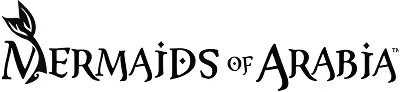 Mermaids of Arabia wordmark logo featuring a stylized mermaid tail integrated into the letter M.