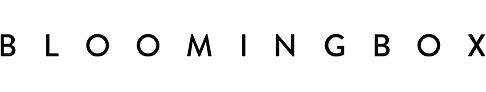 Black uppercase text spelling 'BLOOMINGBOX' on a transparent background.