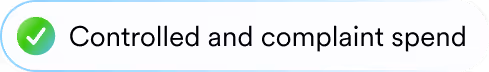 Green checkmark icon next to text reading Controlled and complaint spend.