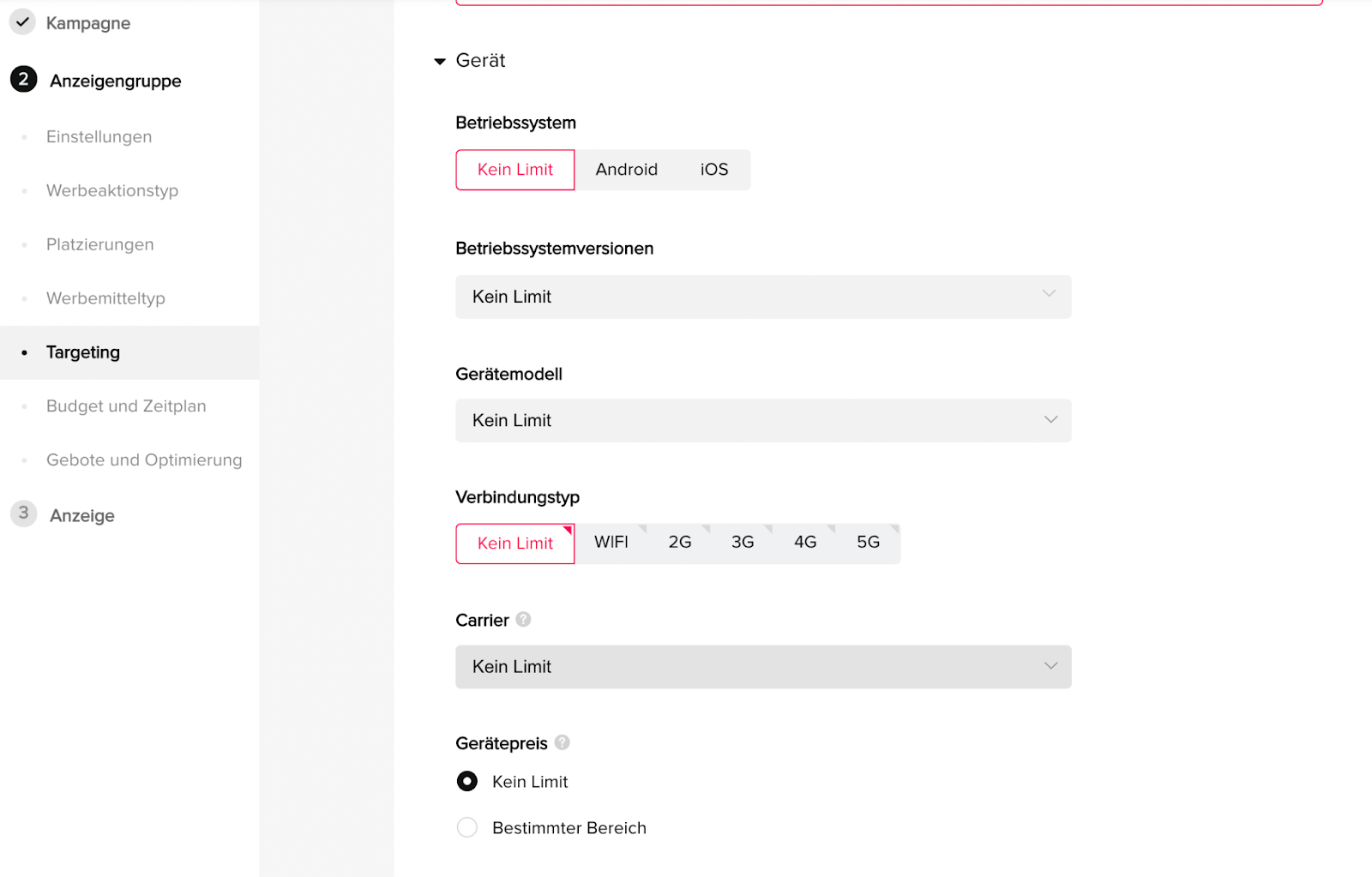 TikTok Targeting: Gerät