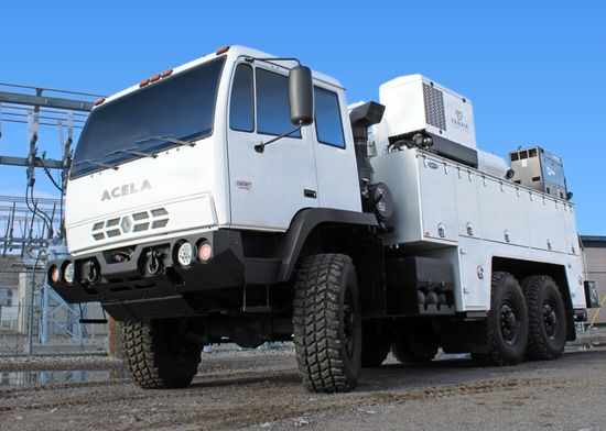 Acela Monterra 4x4 with service body on a jobsite, supporting field maintenance and utility operations