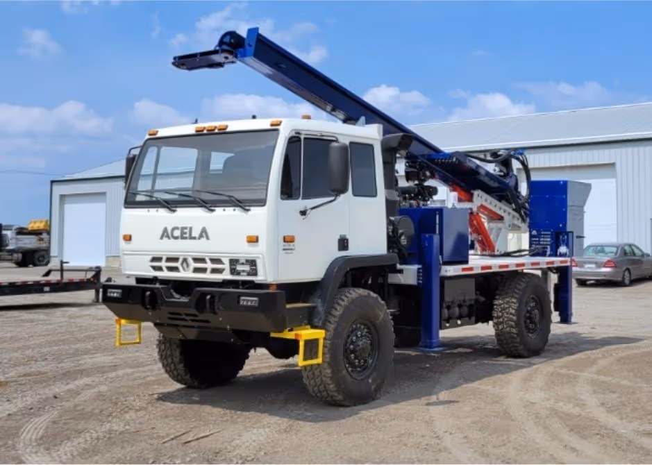 Acela Monterra 4x4 equipped with a Derex geothermal drill body for rugged, off-road drilling operations