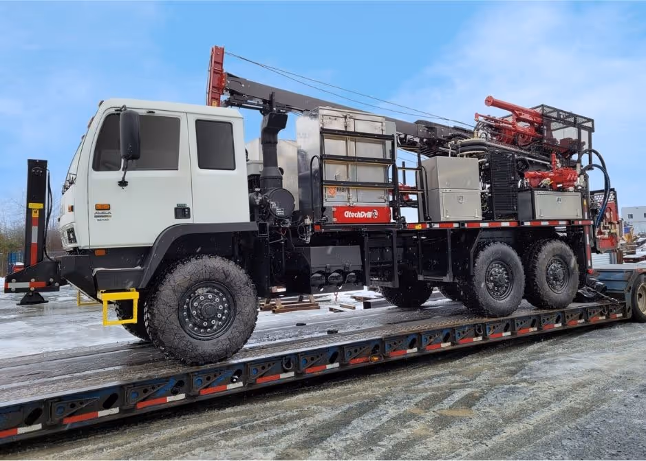 Acela Monterra 6x6 fitted with MBI Global geotechnical drill body, designed for rugged off-road drilling applications
