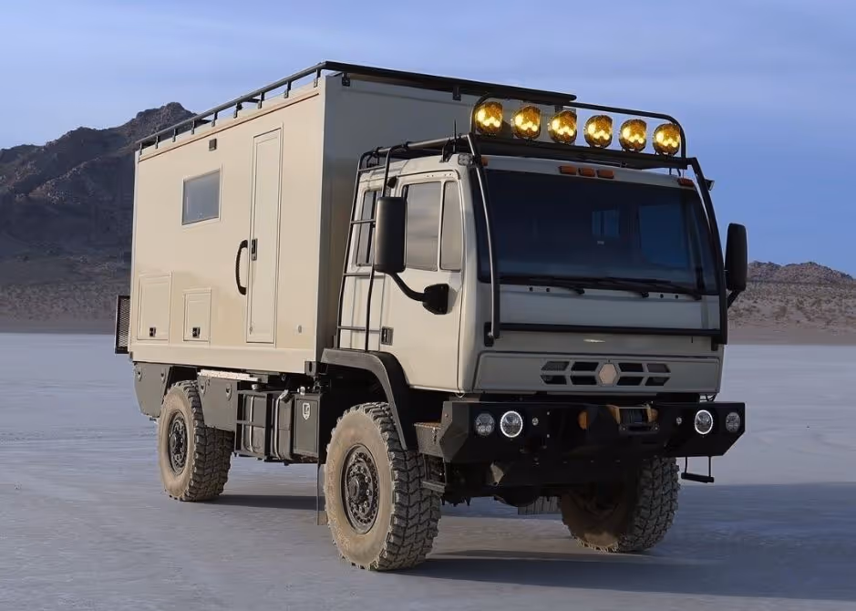 4xploration in an Acela Monterra 4x4 with overlanding habitat box driving through Death Valley, Nevada on an off-road expedition