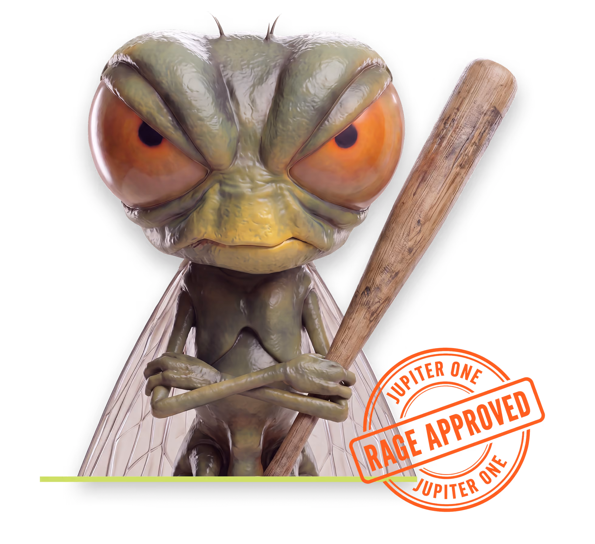 Rage On mascot holding a baseball bat