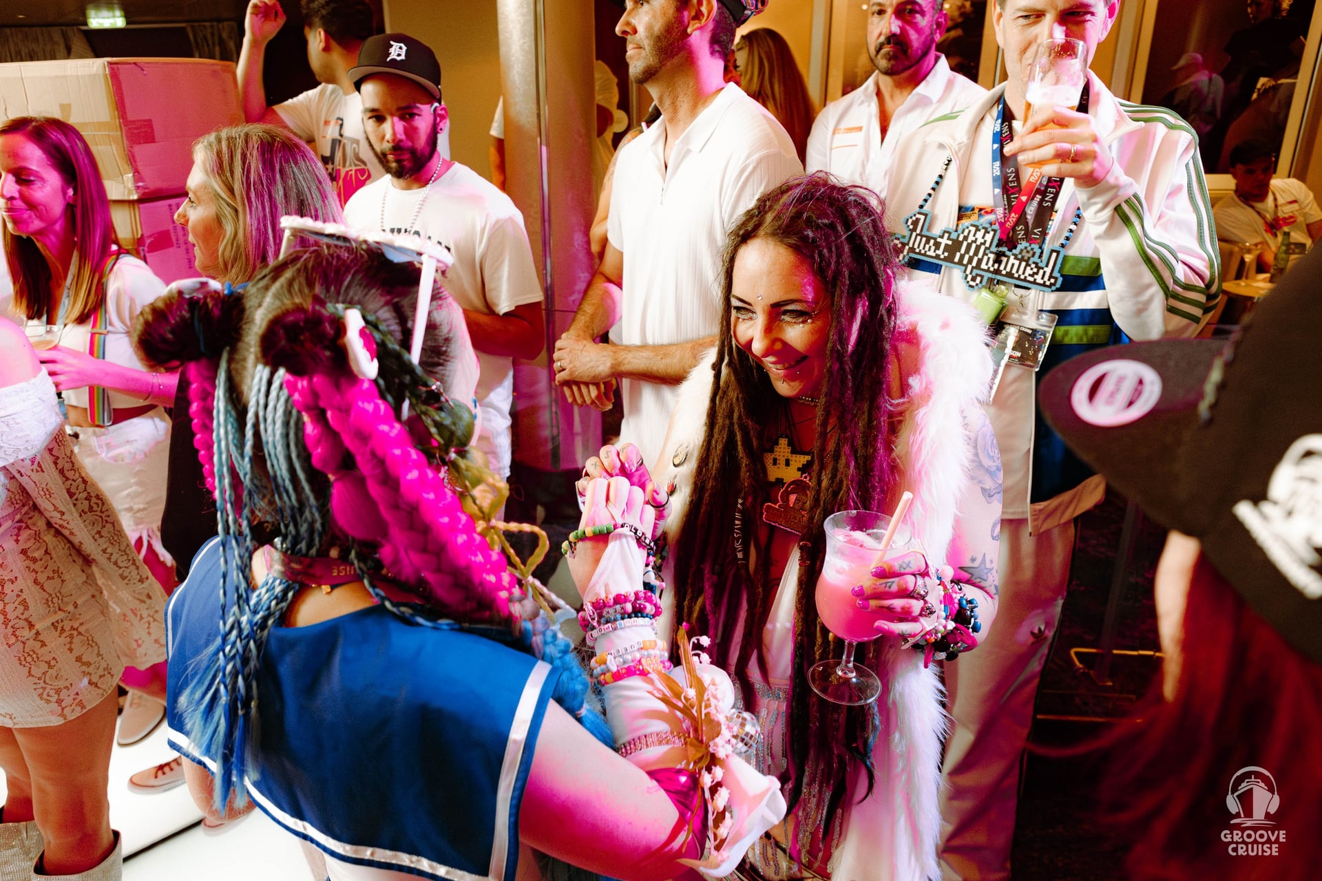 Solo attendee meeting new friends on Groove Cruise Miami