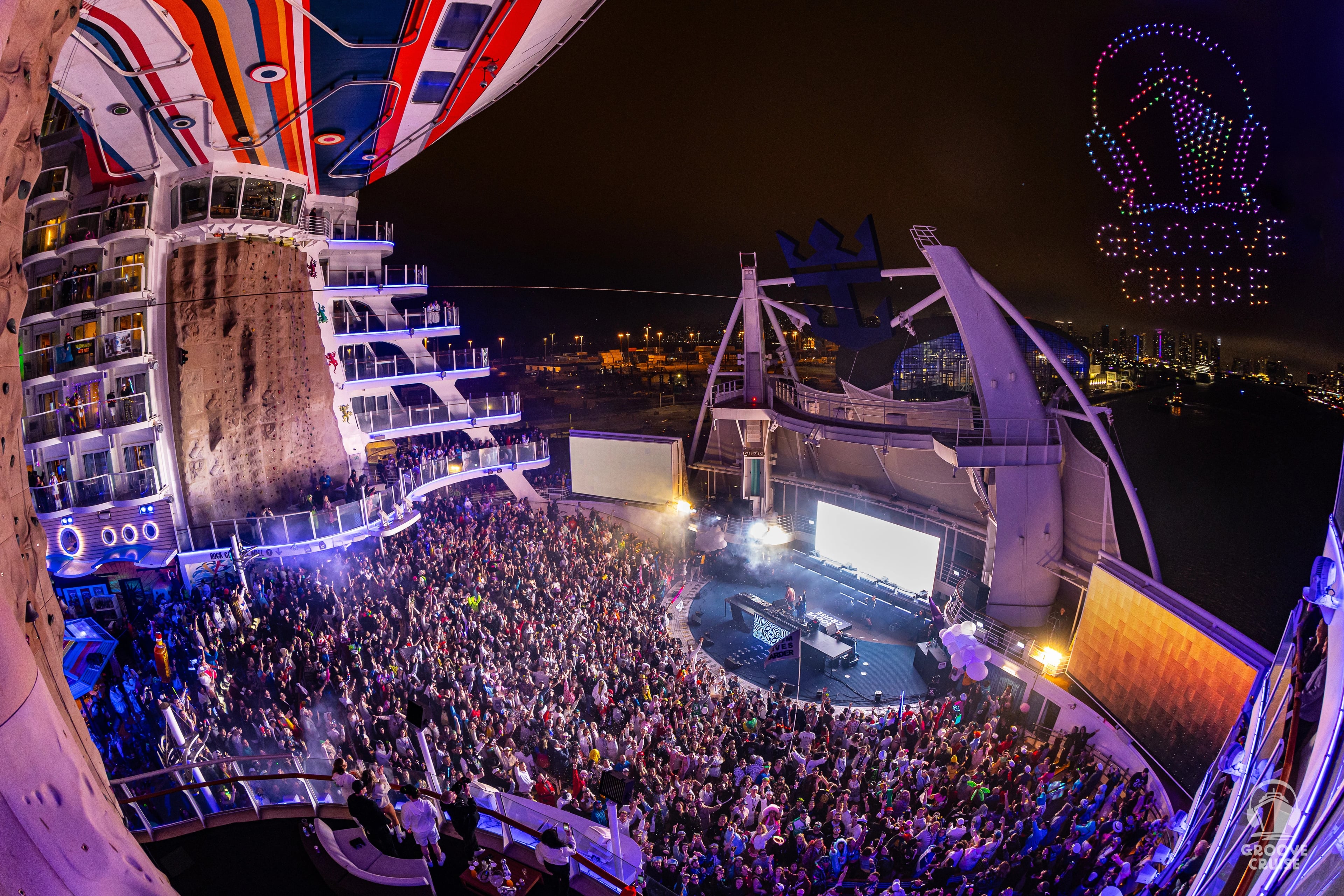 Groove Cruise 2026 stage with LED visuals enhancing memory through multisensory cues