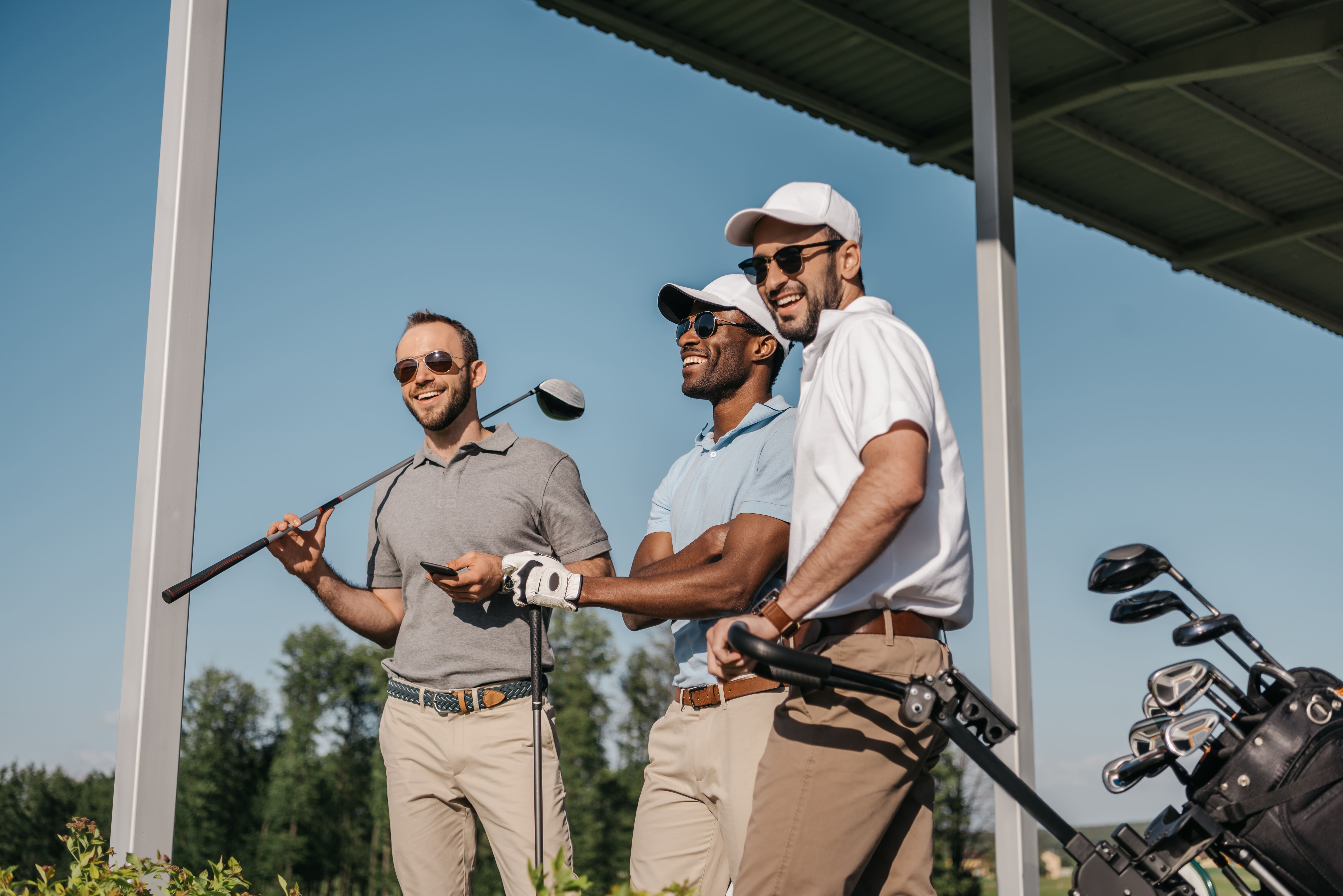 Bachelor party group golfing in Miami