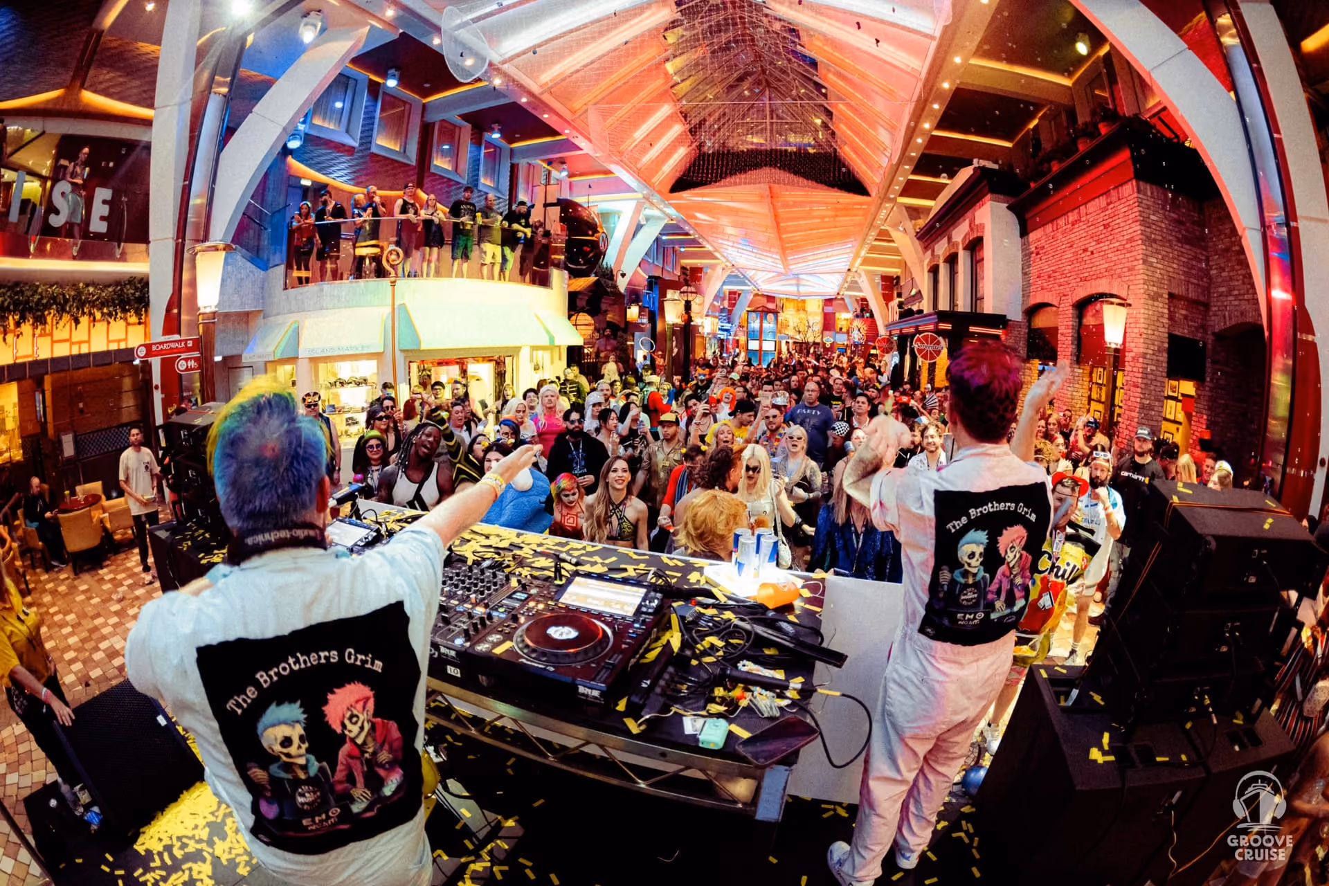 Taking Back Emo party on Groove Cruise with crowd dancing on ship deck
