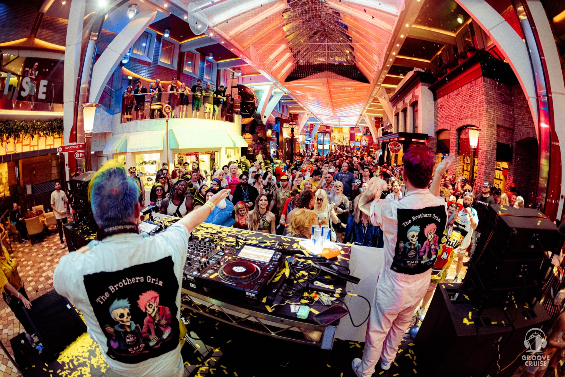 Taking Back Emo party on Groove Cruise with crowd dancing on ship deck