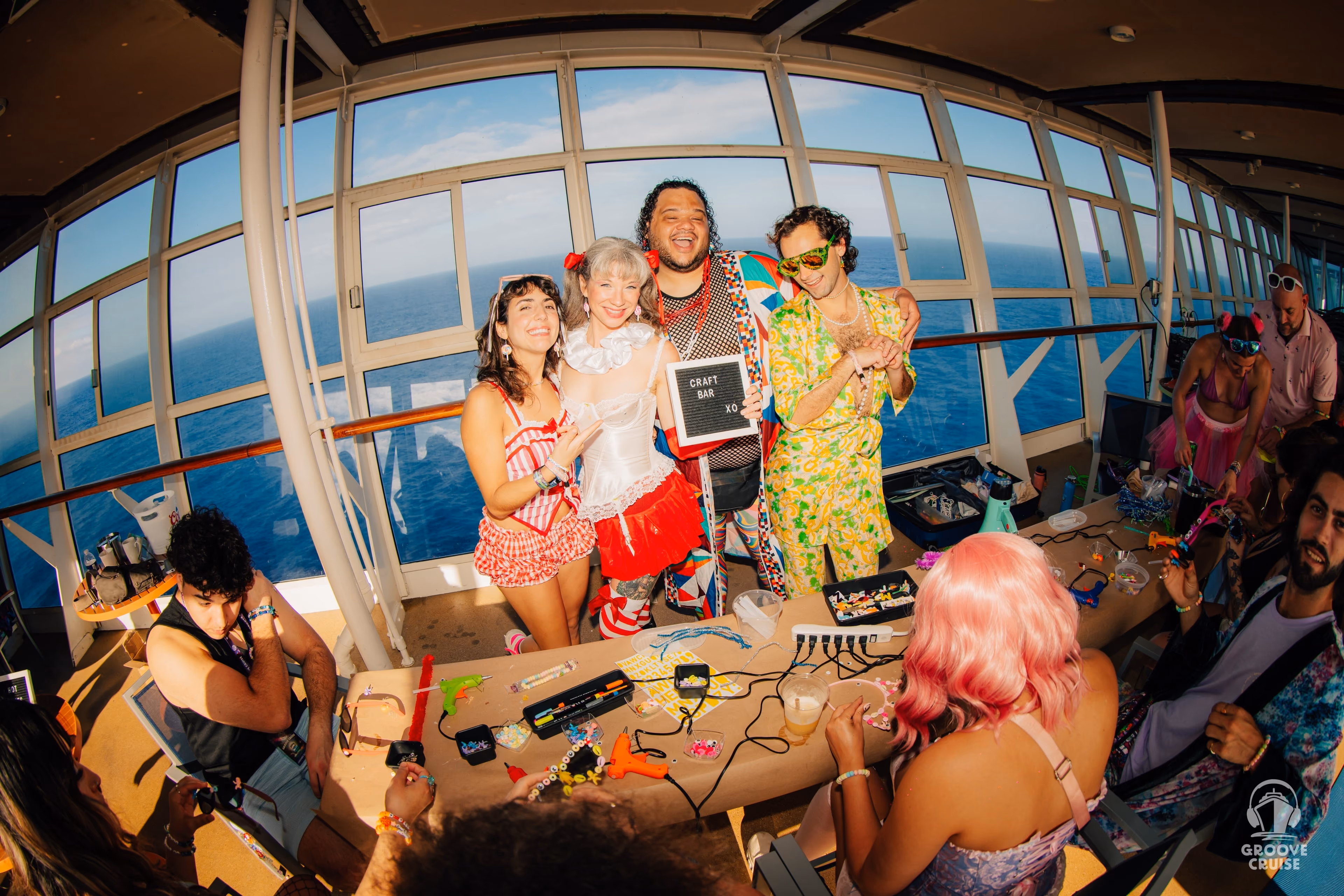 Groove Cruise attendees connecting during a crafting activity