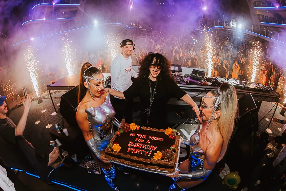 Nicole Moudaber’s birthday celebration in Studio B on Groove Cruise Miami 2025