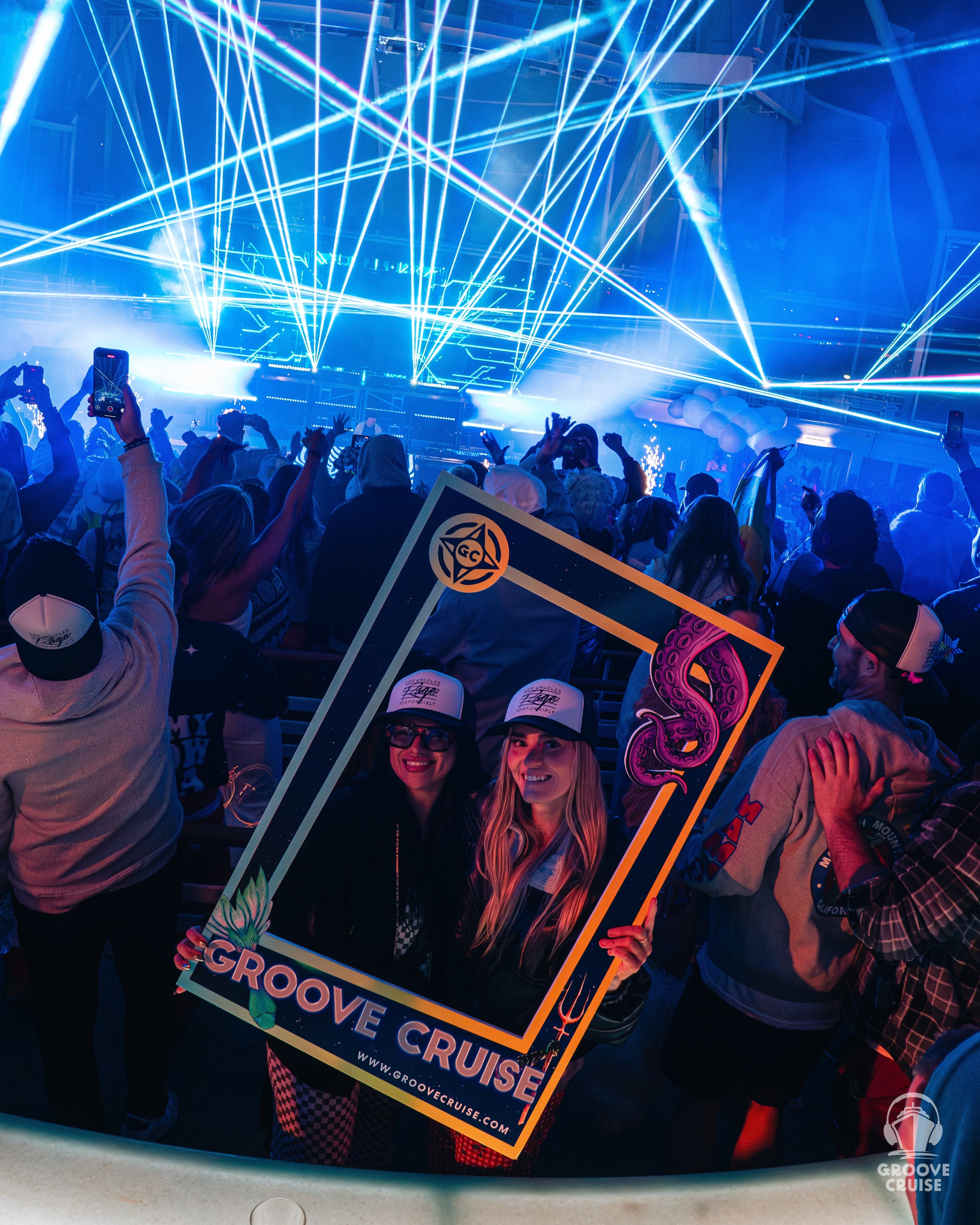 Rave cruise festival attendees immersed in underground techno at Abyss stage