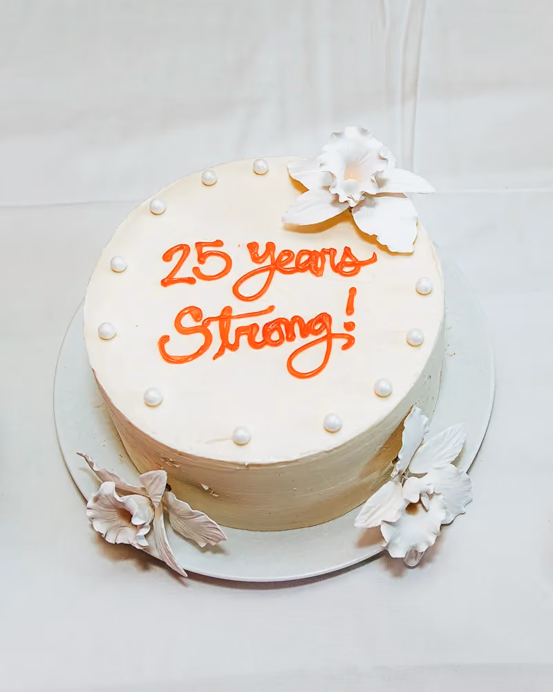 Vow renewal cake during a cruise anniversary celebration