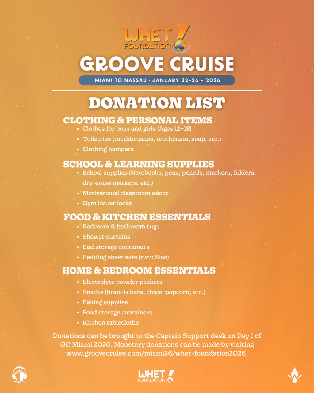 Destination donation 2026 list of needed donation items