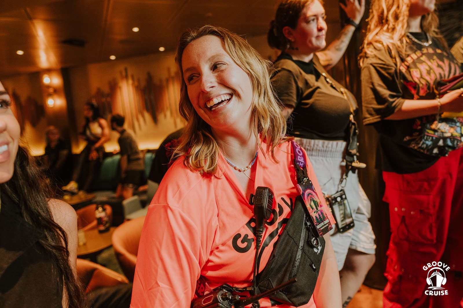 Whet Travel employee Lily Wash dancing on Groove Cruise 2026.