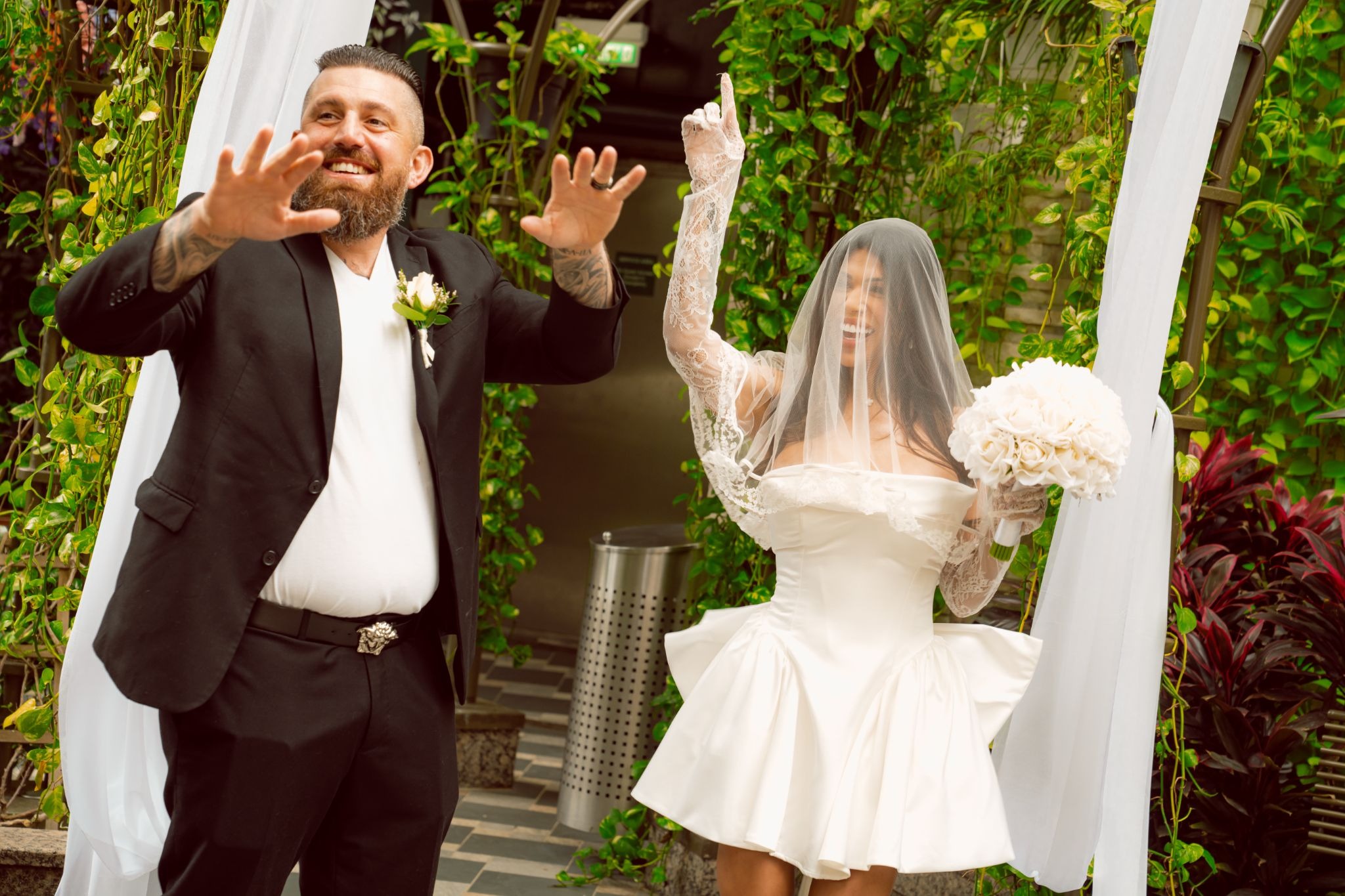 A couple renewing their vows on an EDM cruise