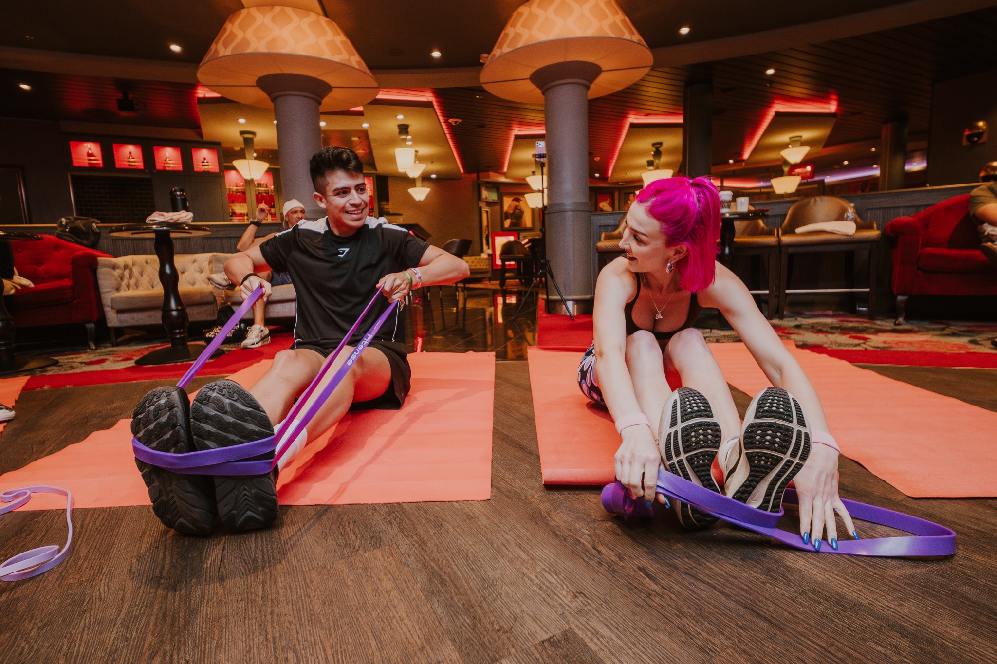 Blossom leading the Drum & Blossom drum & bass workout on Groove Cruise