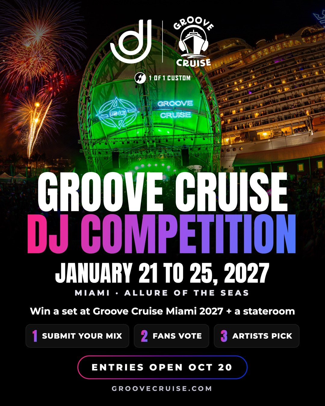 Groove Cruise x DJ Lovers Club 2027 Undiscovered DJ Contest graphic