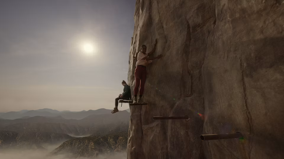 Triangle behind a mountain range made with structural grid like texture