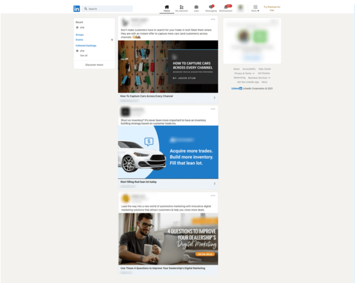 Fake Linkedin feed used for market research