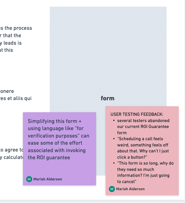 Sticky notes from research findings