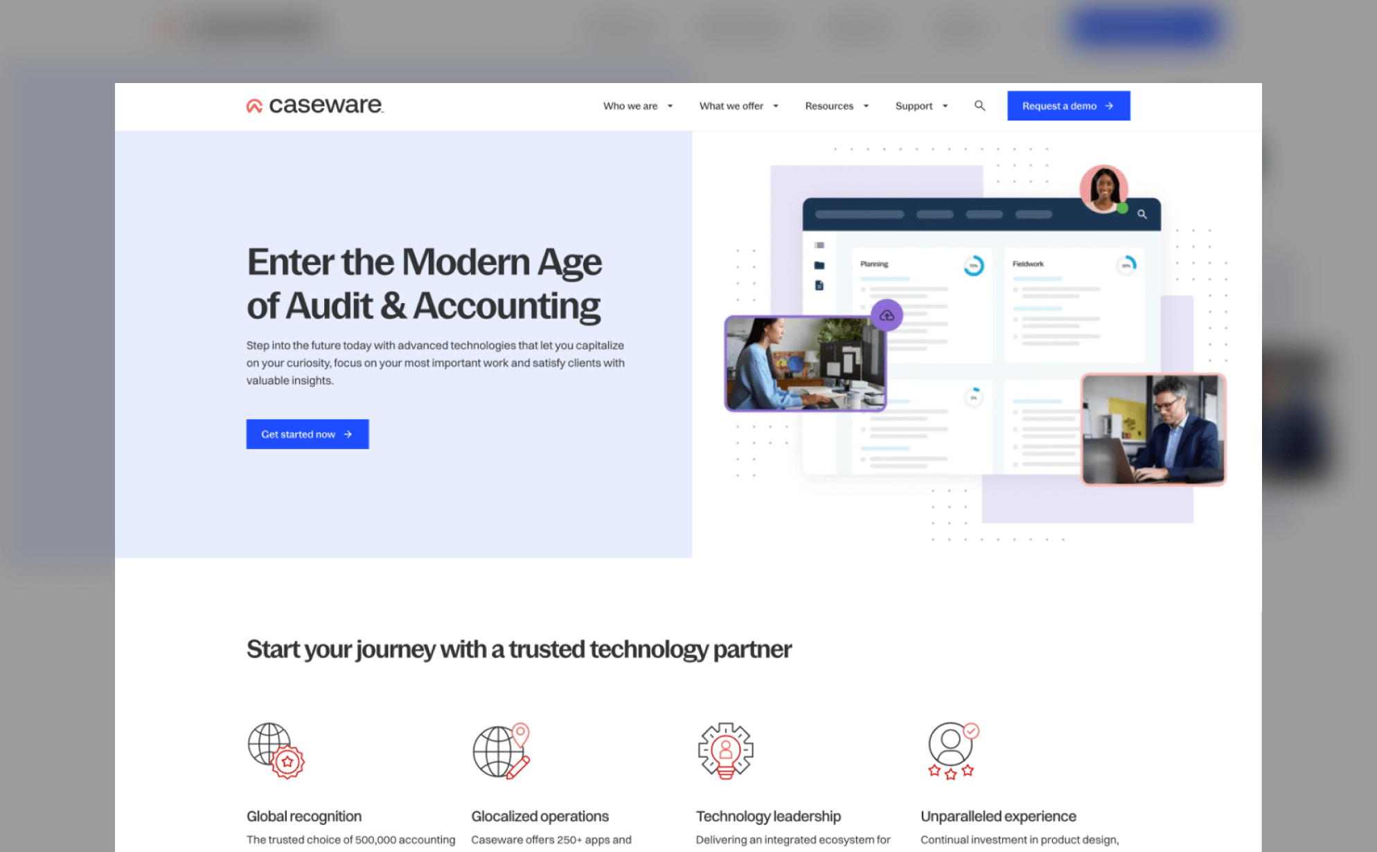 Thumbnail with a preview of the Caseware redesigned home page