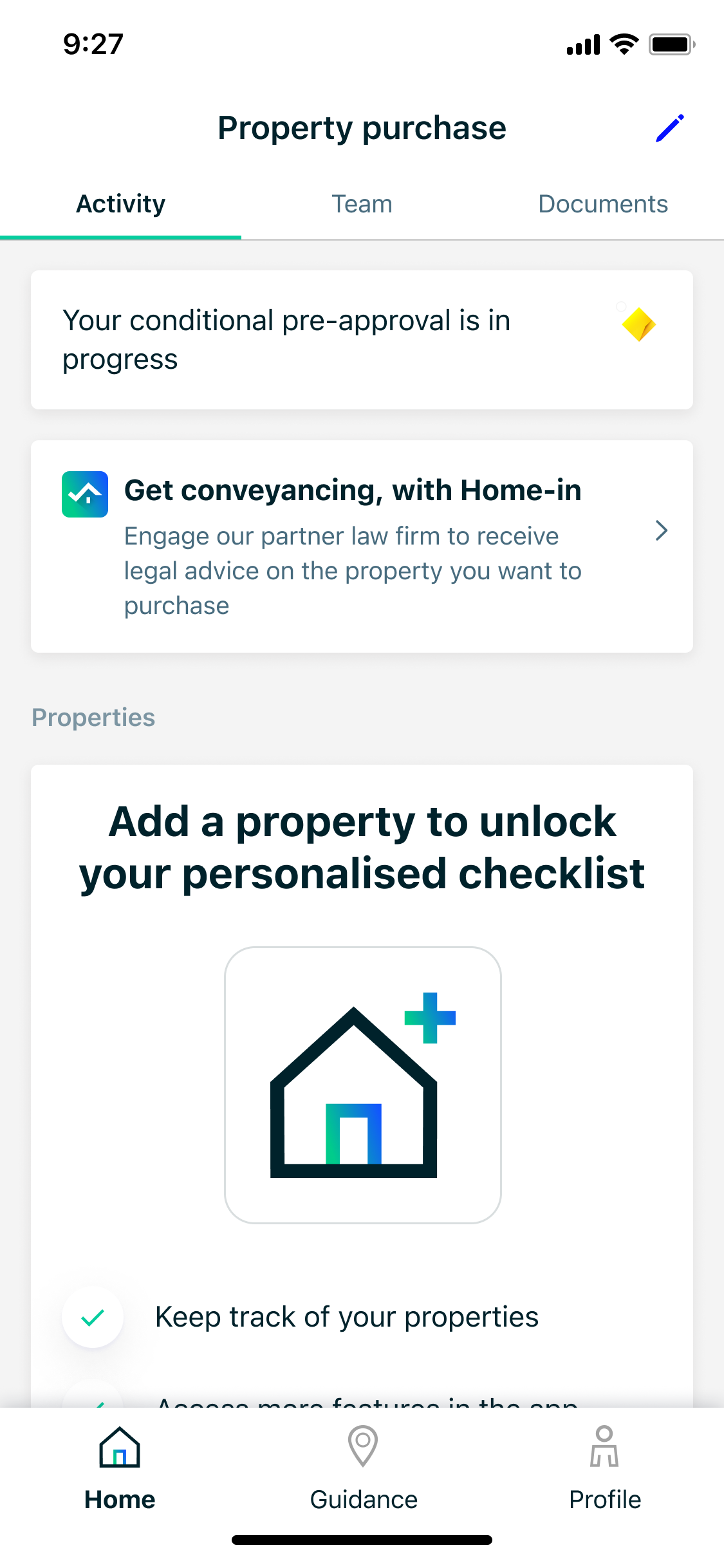 Home-in app activity
