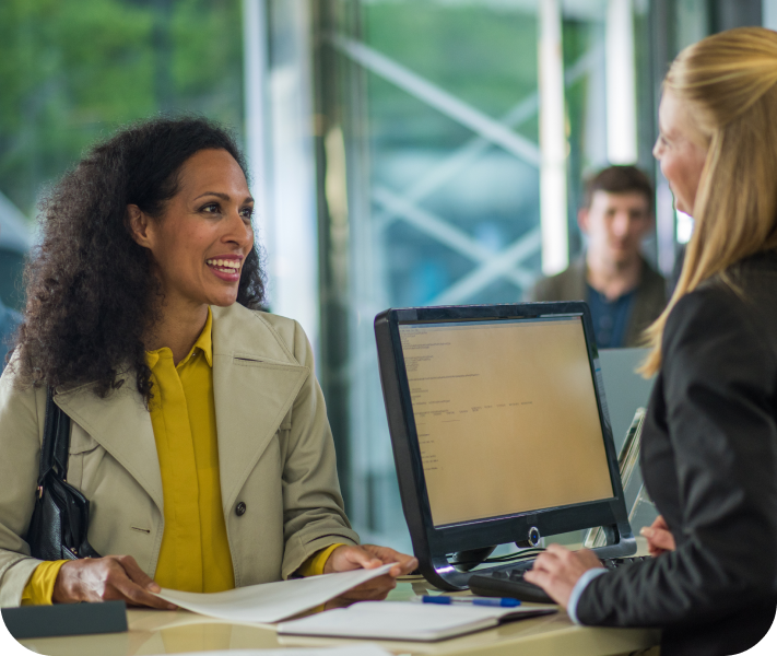 woman engaging in customer service