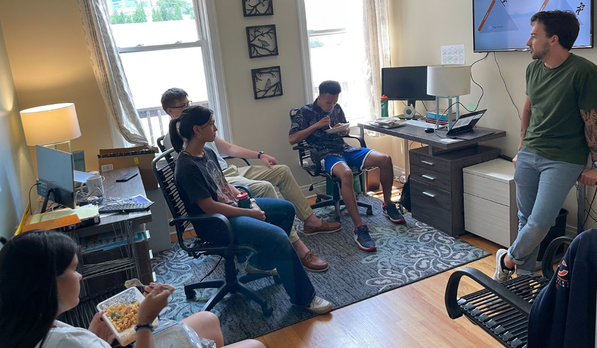 Interns at one of the weekly Lunch and Learn presentations.
