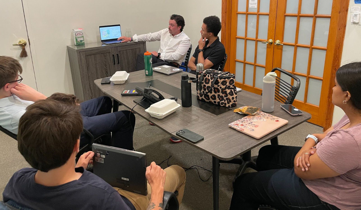 Jack Jordan and interns at their onboarding meeting.