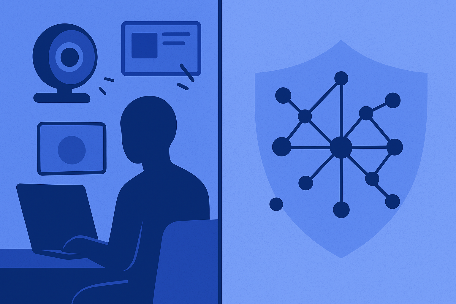 Side-by-side concept showing invasive screen monitoring versus anonymized collaboration metrics