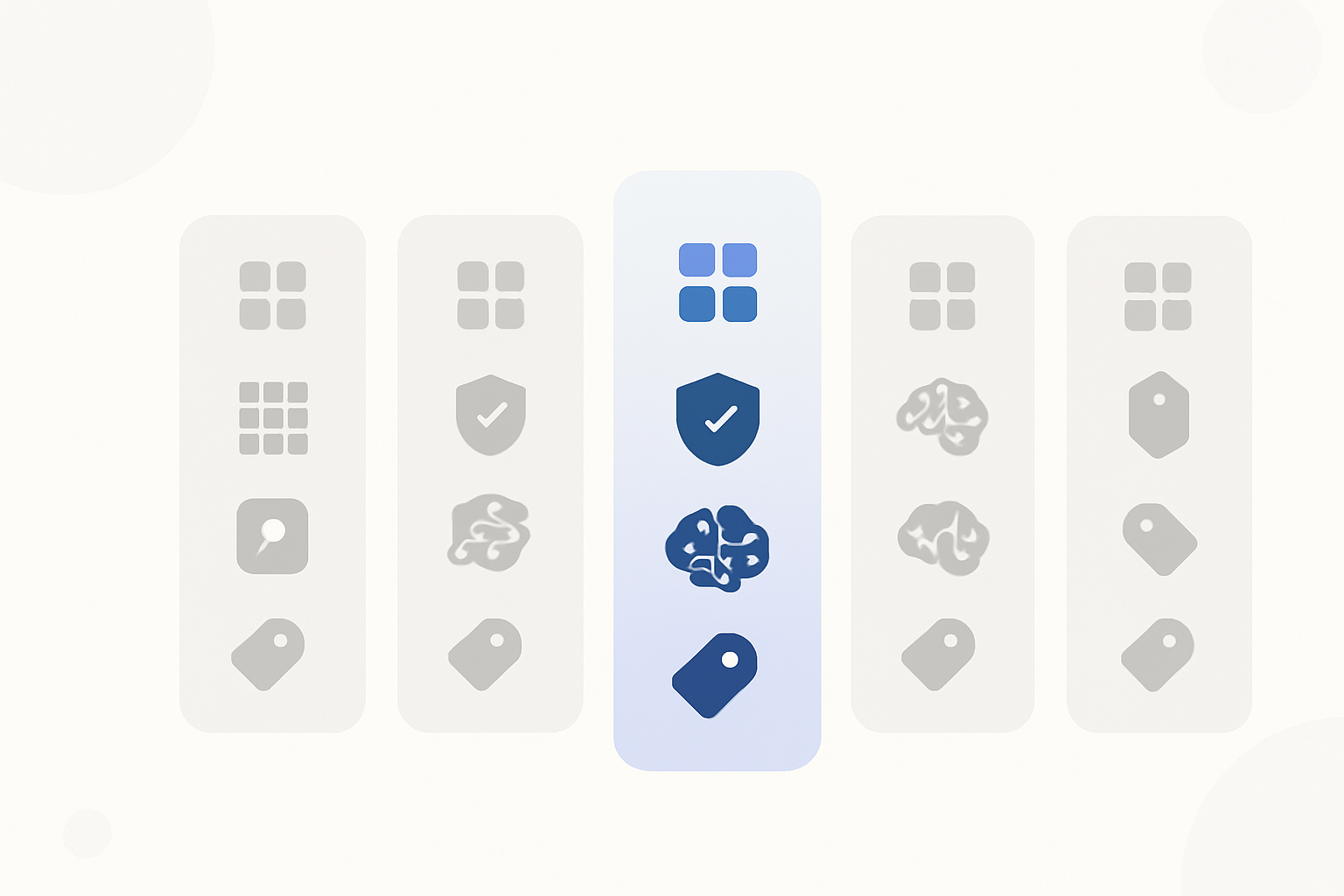 Visual comparison of five enterprise software platforms across integration, privacy, AI and pricing attributes
