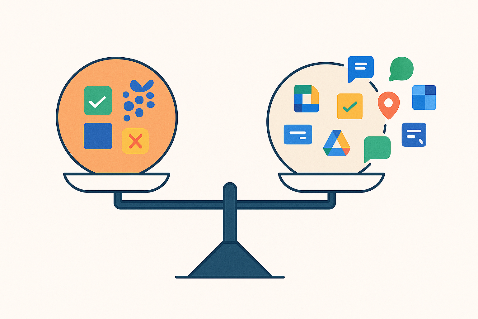 Balanced scale comparing narrow single-platform analytics to broad cross-platform coverage