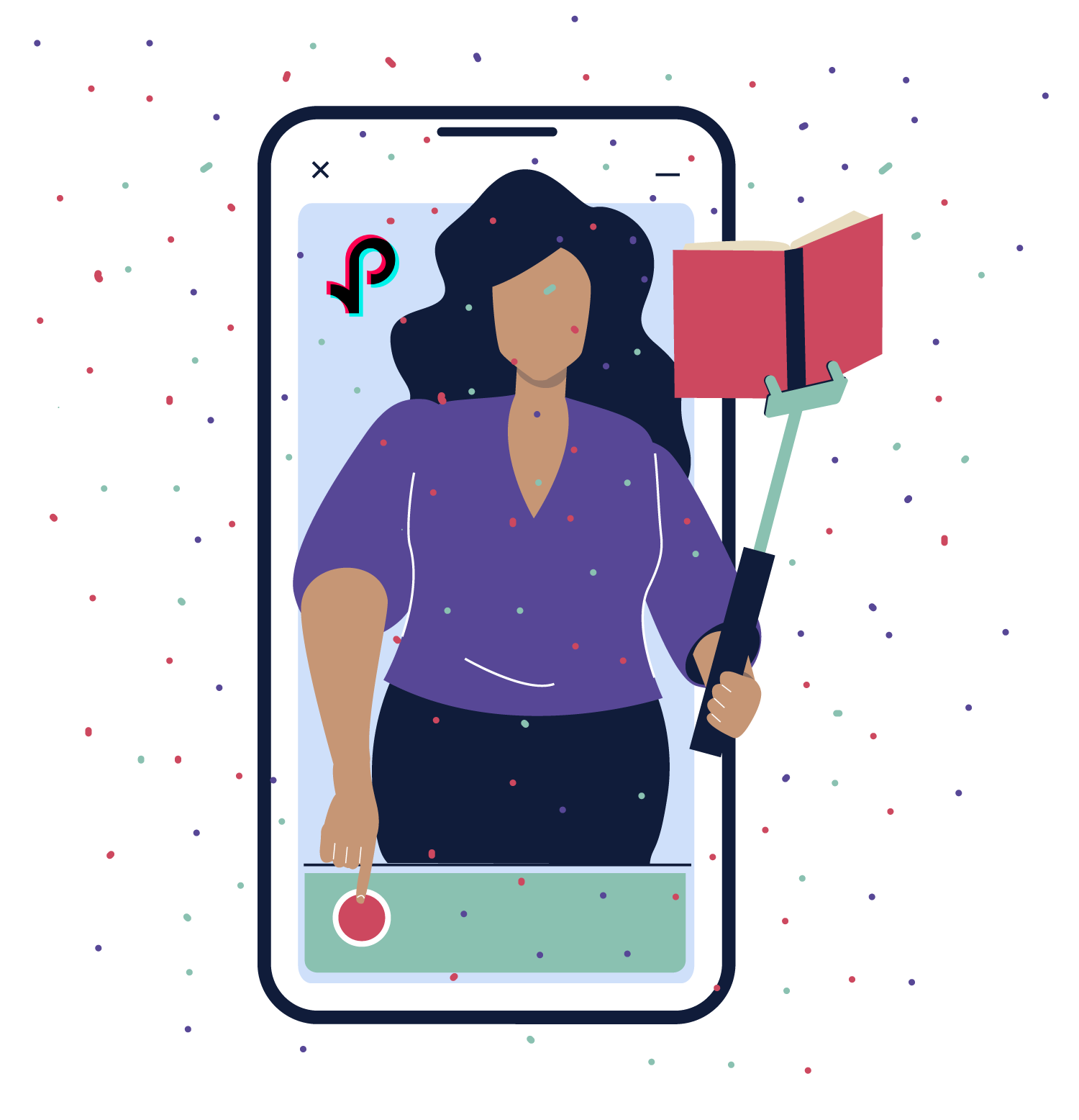 A TikTok user reading The Top TikTok Books from Bookshop.org 