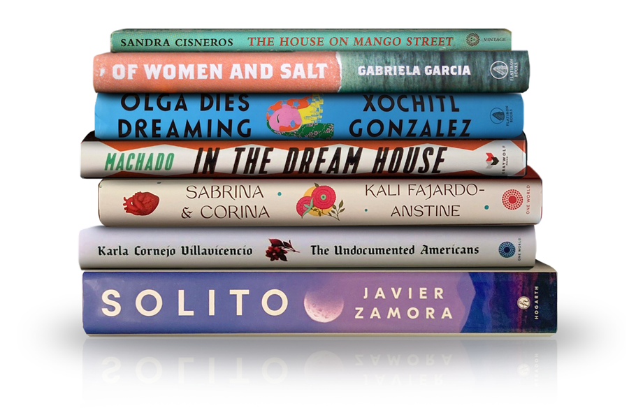 A stack of books feature in Bookshop.org's Latine Heritage Month Promotion