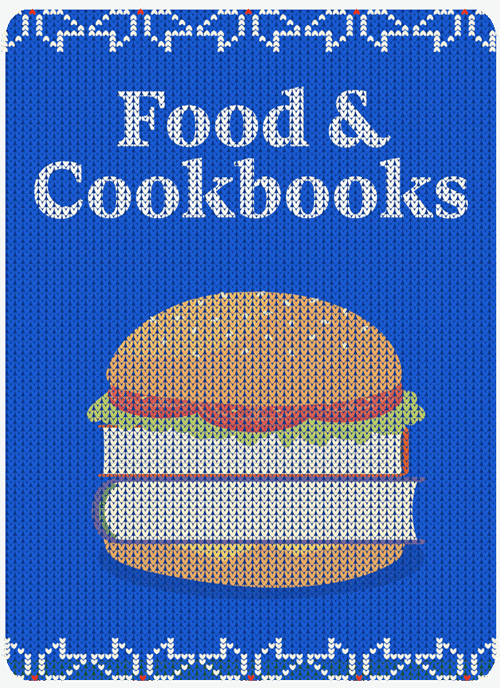 Food & Cookbooks Genre image using a sweater motif.