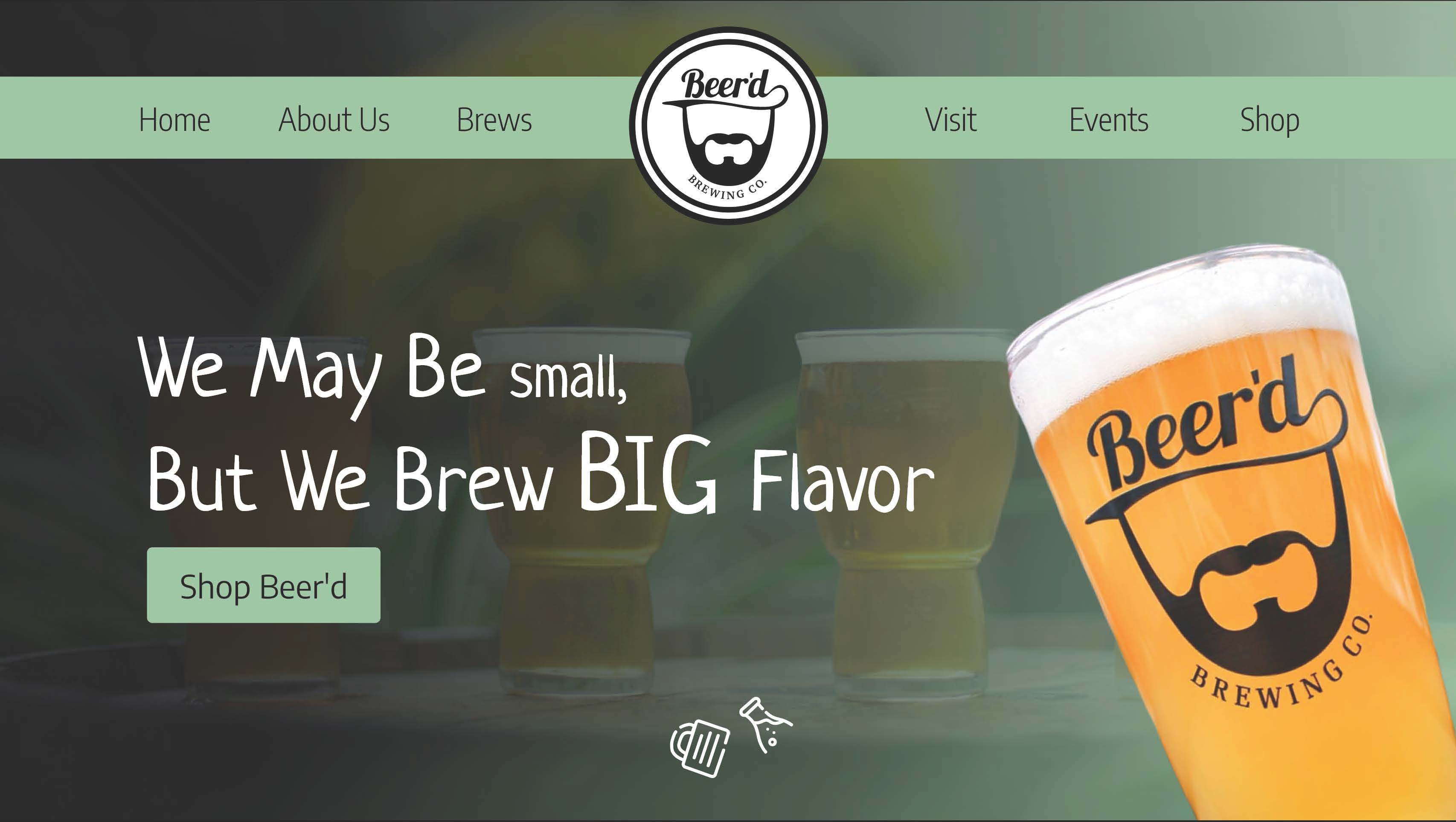 Redesigned homepage for the Beer'd Brewing website